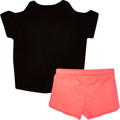 Mini girls black top and shorts outfit